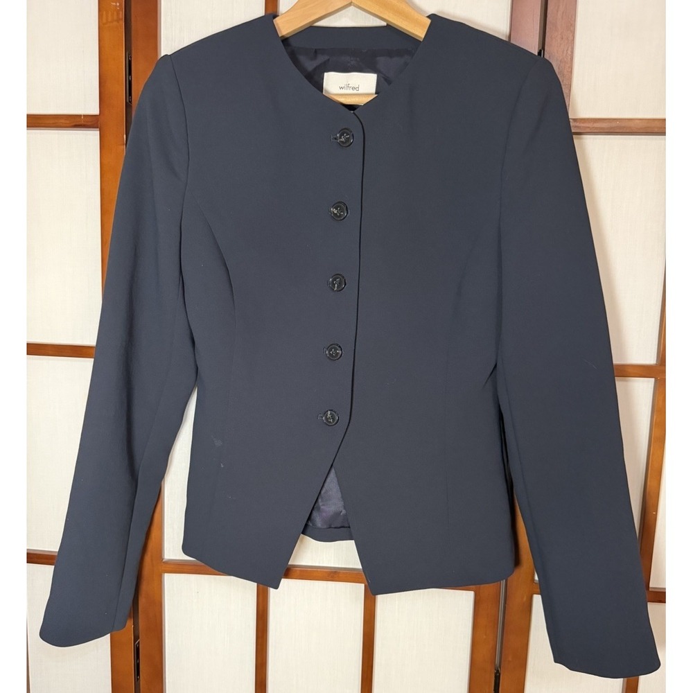 Wilfred Aritzia Blazer Womens Size 4 Navy Career Workwear Suit Jacket Minimalist